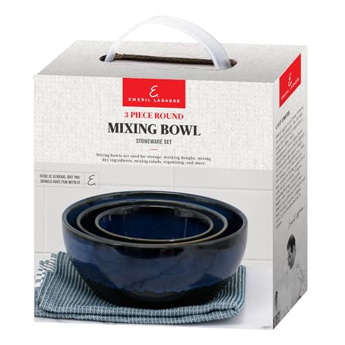 Emeril Lagasse 3-Piece Nesting Round Stoneware Mixing Bowl Set, Versatile 2/1/0.5 Qt, for Cooking, Baking, Prepping, Serving, Salad, Housewarming Gift, Microwave & Oven Safe up to 450 f - Image 8
