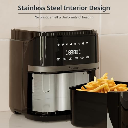 Larinest Air Fryer 5.3Qt, 8 Cooking Presets Airfryer for Quick Easy Meals, Compact Air Fryer with Nonstick Basket Dishwasher-Safe, Fit for 3-5 People, Auto Shutoff, AF501, Black - Image 4