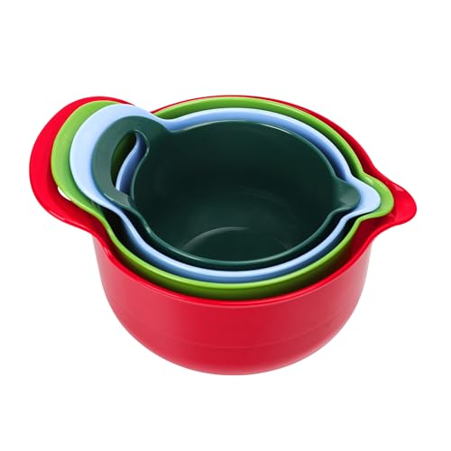 BoxedHome 4 Pack Nesting Mixing Bowl Christmas Set with Pour Spout and Handle, BPA free Microwave & Dishwasher Safe(Christmas colours, 4 Pack with Handle, Random colour silicone scraper included) - Image 5