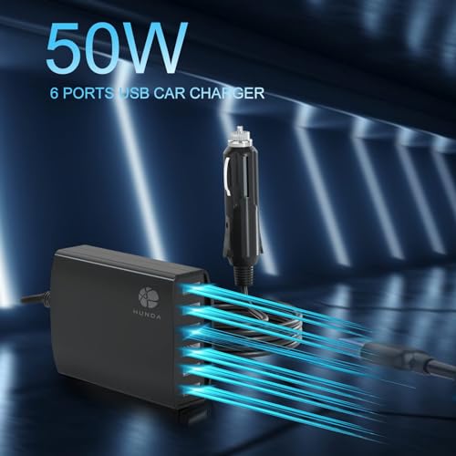 Multi Port USB Car Charger, 50W 6 Port Car Charger Adapter, 12V USB Charger Multi Port Car Phone Charger, USB Cigarette Lighter Adapter for iPhone 13/12/11 Samsung Galaxy and Other USB Devices. - Image 3