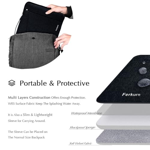 Ferkurn 13 inch Laptop Case Sleeve 13.3 inch for Surface Laptop 4, HP Envy Chromebook 13/ Lenovo Chromebook Yoga Thinkpad/Dell Inspiron/ASUS Acer Samsung Chromebook, 13.5 Computer Carrying Bag Cover - Image 5