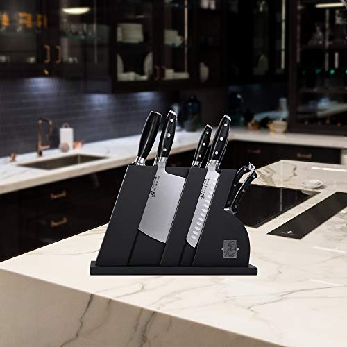 TUO Knife Set - 8 Pcs Kitchen Knife Set with Wooden Block - German HC Stainless Steel Chef Knife Set - Ergonomic Pakkawood Handle - BLACK HAWK SERIES with Gift Box - Image 7