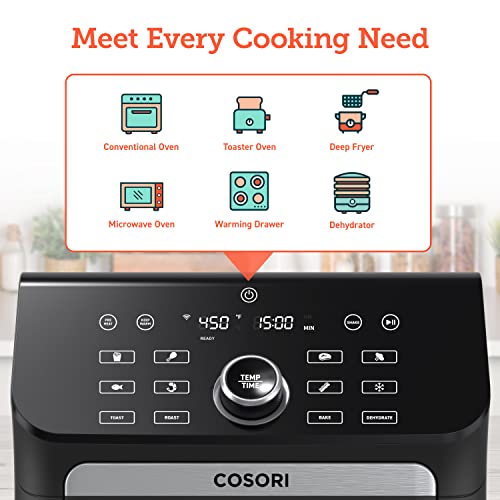 COSORI Air Fryer Oven Combo 7 Qt, Countertop Convection (100℉ to 450℉) with Roast, Toast, Bake, Dehydrate, Warm, 7 Accessories and 100 Recipes, Max XL Large for Family Size, Stainless Steel, 1800W - Image 3