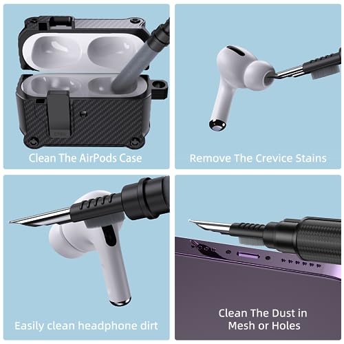 Cleaner Kit for AirPods Cleaner, Multi-Function Cleaning Kit Pen with Soft Brush Flocking Sponge for Airpods Pro 1 2 3 Bluetooth Headphone Case Cleaning Tools, 1 Pack with Keychain - Image 3