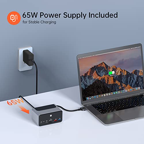 Docking Station Dual 4K Monitor for MacBook Pro/Air, USB C Docking Station with 65W Power Supply, 10Gbps USB 3.1, SSD Enclosure, USB C Dock with 7 USB Ports,2 HDMI, VGA, RJ45, SD/TF, Plug and Play - Image 3