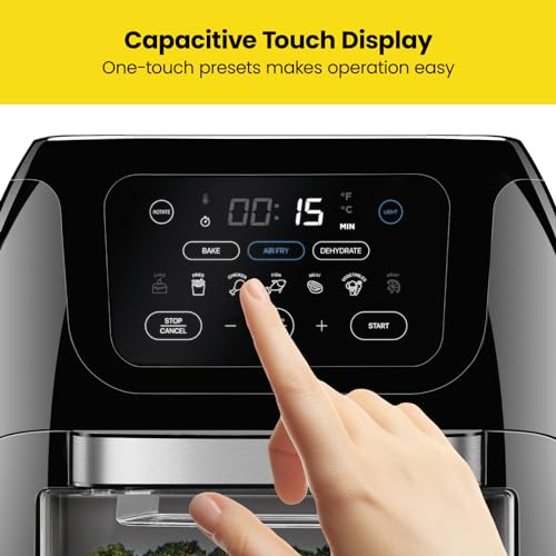 CHEFMAN Multifunctional Digital Air Fryer+ Rotisserie, Dehydrator, Convection Oven, 17 Touch Screen Presets Fry, Roast, Dehydrate, Bake, XL 10L Family Size, Auto Shutoff, Large Easy-View Window, Black - Image 7