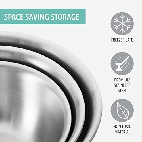 Table Concept Mixing Bowls with Airtight Lids, Stainless Steel Nesting Bowl Set for Space Saving Storage, Ideal for Cooking, Baking, Prepping & Food Storage - Image 7