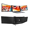 FQQ 15.4” Triple Portable Monitor for 15.6-17.3” Laptops, 1080P FHD IPS Laptop Screen Extender, Dual Monitor Display Compatible with MacOS, Windows, M1 Pro, M1 Max, Powered by USB-C & HDMI