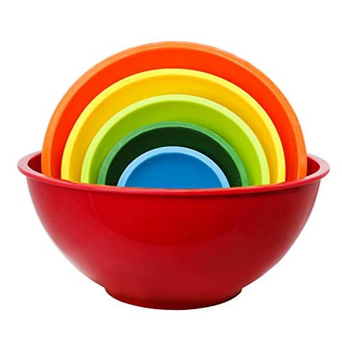 ATRDTO Classic Mixing Bowl Set, BPA Free Plastic, Microwave and Dishwasher Safe,Ideal for Baking, Prepping, Cooking and Serving Food (Set of 6) - Image 4