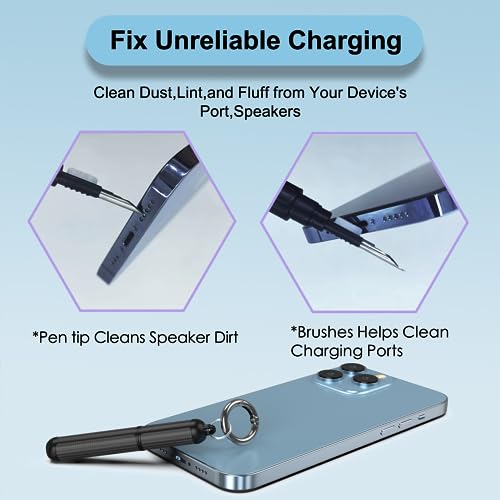 Cleaner Kit for AirPods Cleaner, Multi-Function Cleaning Kit Pen with Soft Brush Flocking Sponge for Airpods Pro 1 2 3 Bluetooth Headphone Case Cleaning Tools, 1 Pack with Keychain - Image 7