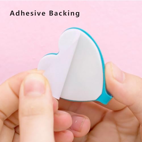 DueHoppee 8Pcs Cute Utility Wall Hooks,Kye Hooks,Stainless Steel Strong Adhesive Heart Hooks for Bathroom,Kitchen,Living Room, Office Organizers,Hooks for Hanging Key Hat Cup Towel (Pink) - Image 6