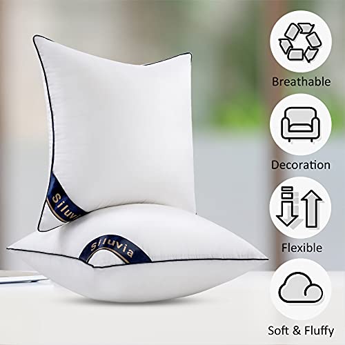 Siluvia 18"x18" Pillow Inserts Set of 2 Decorative 18 Pillows Square Interior Sofa Throw Pillow with 100% Cotton Cover Couch Pillow - Image 4