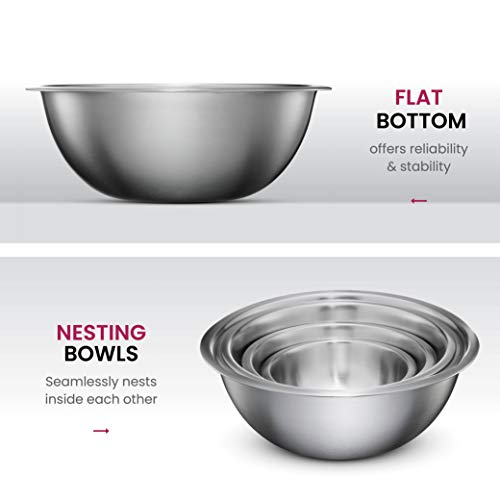FineDine Stainless Steel Mixing Bowls (Set of 6) - Easy To Clean, Nesting Bowls for Space Saving Storage, Great for Cooking, Baking, Prepping - Image 5