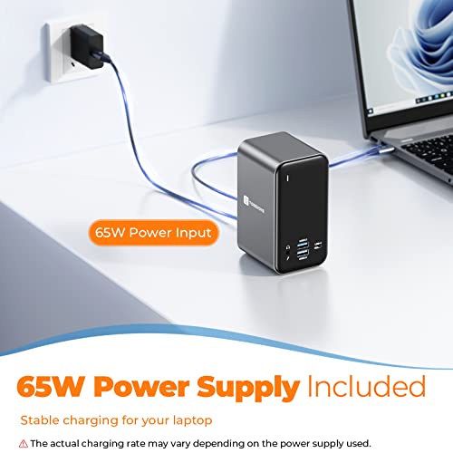 USB C Docking Station Dual Monitor • 13-in-1 Laptop Docking Station with Dual HDMI, DP, 65W Power Supply, 7 USB Ports,Gigabit Ethernet and Audio • Universal USB C Dock for Dell, HP, Lenovo, Surface - Image 4