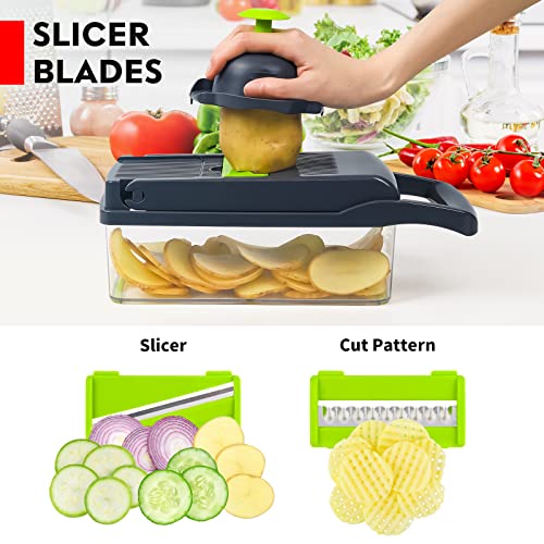 Vegetable Chopper, Pro Onion Chopper, 14 in 1Multifunctional Food Chopper, Kitchen Vegetable Slicer Dicer Cutter,Veggie Chopper With 8 Blades,Carrot Chopper With Container (Grey) - Image 5
