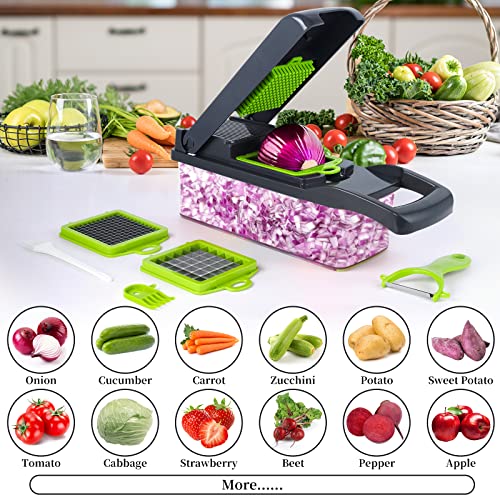 Vegetable Chopper, Pro Onion Chopper, 14 in 1Multifunctional Food Chopper, Kitchen Vegetable Slicer Dicer Cutter,Veggie Chopper With 8 Blades,Carrot Chopper With Container (Grey) - Image 6