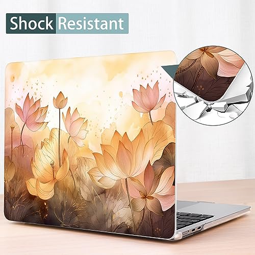 SUROCASE Compatible with MacBook Air 15 inch Case M2 Chip 2023 Release Model:A2941, Hard Shell Case with Screen Protector + Keyboard Cover and Dust Plug, Golden Lotus - Image 7
