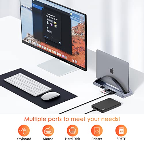 TobenONE USB C Docking Station Dual Monitor for MacBook Pro/Air, USB C Dock Dual HMDI, USB C Hub with 2 4K HDMI for Mac, Docking Station Stand with VGA, USB C, PD3.0, 4 USB, Ethernet, SD/TF, Audio - Image 5