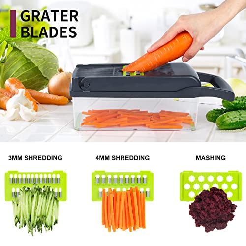 Vegetable Chopper, Onion Chopper, Mandolin Slicer,Pro 10 in 1professional food Choppermultifunctional Vegetable Chopper and Slicer, Dicing Machine, AdjustableVegetable Cutter With Container(grey) - Image 5