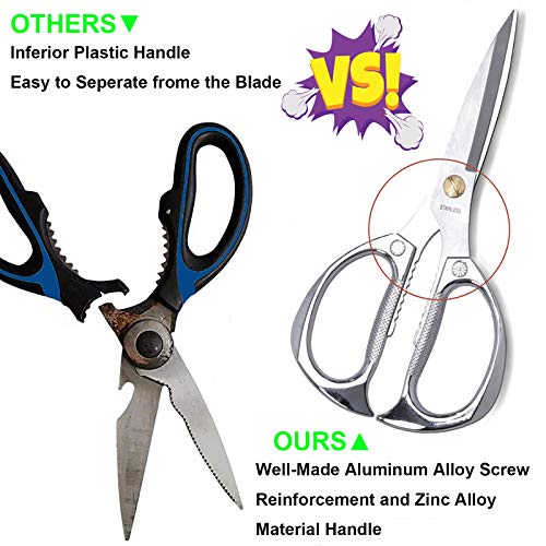 KISTARCH Kitchen Scissors 7.5inches Purpose Shears, Easy Clean Stainless Steel Kitchen Scissors with Zinc Alloy Handle-Heavy Duty Kitchen Shears for Chicken, Meat, Food, Vegetables，BBQ etc. (Silver)… - Image 5