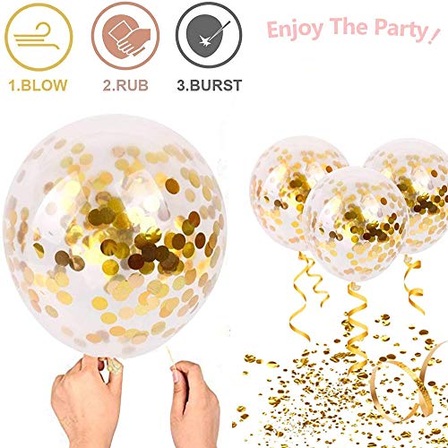 50pcs Gold Confetti Latex Balloons, 12 inch Gold Balloons with Golden Paper Dots for Graduation Wedding Birthday Baby Shower Party Decorations - Image 4