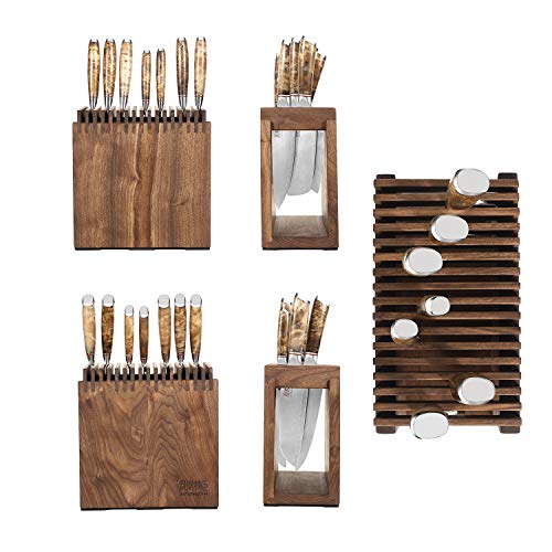 Knife Set Block - 8 Piece Chefs Knife Set - Damascus Steel VG10 Japanese Stainless Steel Home Kitchen Knife Set With Shadow wood Handle&Unviersal Walnut Block - Image 4