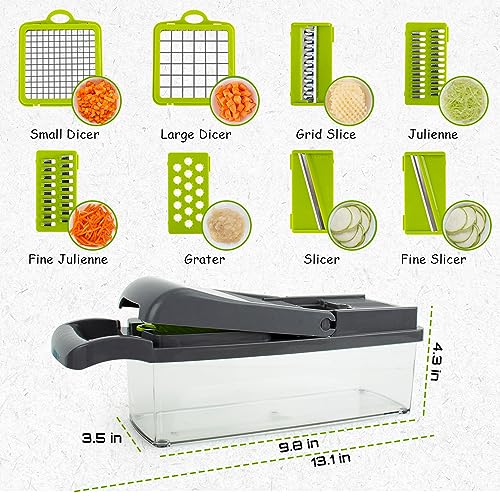 Dootop Vegetable Chopper Onion Chopper, Multifunctional 12-in-1 Food Chopper & Mandoline Slicer Set with 7 Blades, Egg Separator, Slicer, Container, Cheese Cutter, Kitchen Shears - Image 5