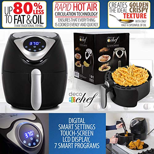 Deco Chef 3.7 QT Personal Digital Air Fryer, 7 One-Touch Cooking Programs, Time and Temperature Controls, Dual Non-Stick Baskets, 1300W, Black - Image 5