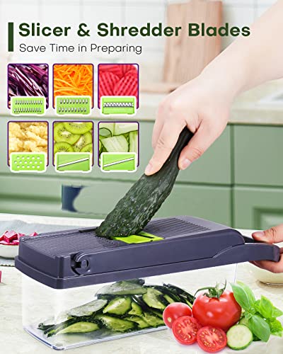 17-in-1 Vegetable Chopper with 9 Blades, Container and Drain Basket - For Veggies, Fruits, Onions, Potatoes, Carrots - Image 6