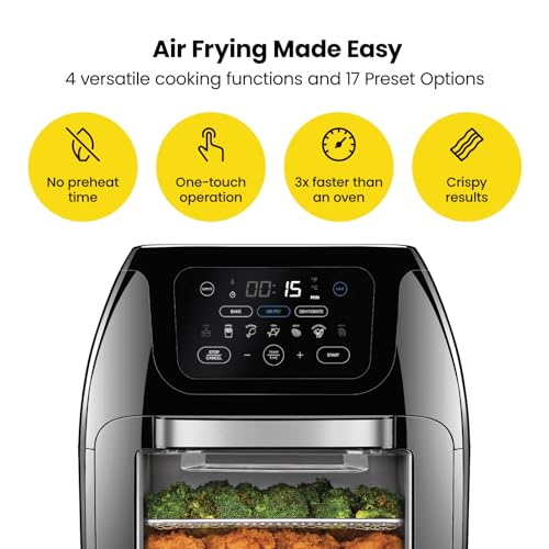 CHEFMAN Multifunctional Digital Air Fryer+ Rotisserie, Dehydrator, Convection Oven, 17 Touch Screen Presets Fry, Roast, Dehydrate, Bake, XL 10L Family Size, Auto Shutoff, Large Easy-View Window, Black - Image 3