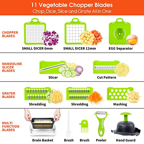 Vegetable Chopper, Pro Onion Chopper, 14 in 1Multifunctional Food Chopper, Kitchen Vegetable Slicer Dicer Cutter,Veggie Chopper With 8 Blades,Carrot Chopper With Container (Grey) - Image 3