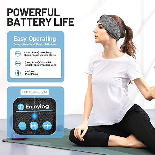 Perytong Sleep Headphones Wireless • Bluetooth Sports Headband Headphones • with Ultra-Thin HD Stereo Speakers • Perfect for Sleeping,Workout,Jogging,Yoga,Insomnia, Air Travel, Meditation • Grey - Image 5