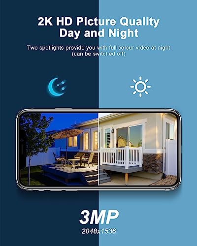 ANRAN Solar Security Cameras Wireless Outdoor, 2K 360° View Battery Powered WiFi Camera for Home Surveillance with Embedded Solar Panel, Spotlight & Siren/PIR Detection/Color Night Vision/2-Way Audio - Image 5