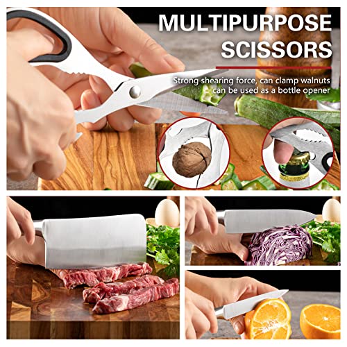 EDOSSA Knife Set - Kitchen Knife Set 8 Pieces Germany Stainless Steel Knife Block Set with Sharpener - Dishwasher Safe Kitchen Knives - Ultra Sharp Chef Knife Set for Kitchen Silver - Image 7