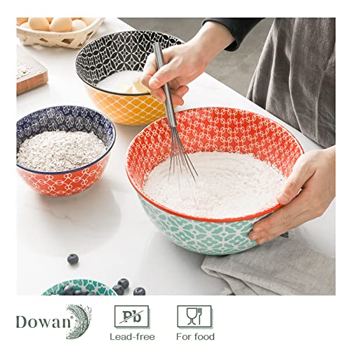 DOWAN Mixing Bowls, Ceramic Mixing Bowls for Kitchen, Colorful Vibrant Nesting Bowls for Cooking, Baking, Prepping, Serving, Salad, Housewarming Gift, Microwave Dishwasher Safe, 3.7/2/1 Qt, Set of 3 - Image 5