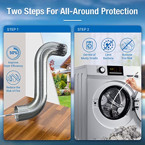 Azdele 6-Piece 30FT Dryer Vent Cleaner Kit, Dryer Vent Cleaner，All-in-One Dryer Cleaning Kit, Dryer Duct Cleaning Kit Includes Dryer Vent Brush, Versatile Lint Trap Brush, Flexible and Reusable Rods - Image 4