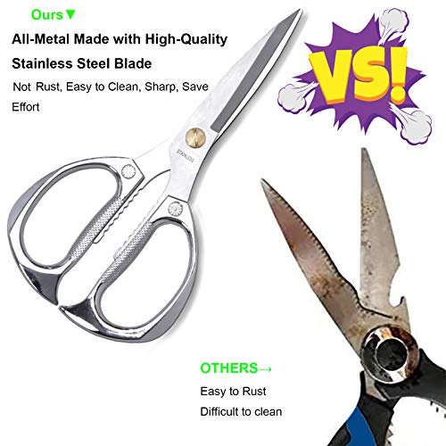 KISTARCH Kitchen Scissors 7.5inches Purpose Shears, Easy Clean Stainless Steel Kitchen Scissors with Zinc Alloy Handle-Heavy Duty Kitchen Shears for Chicken, Meat, Food, Vegetables，BBQ etc. (Silver)… - Image 4