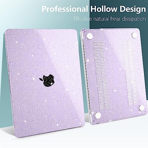 TWOLSKOO Compatible with MacBook Air 15 Inch Case 2023 Release A2941 M2 Chip Liquid Retina Display & Touch ID, Protective Plastic Hard Shell Case Cover with Type C Adapter, Star Purple - Image 5