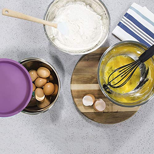 Raking Stainless Steel Mixing Bowls With Colorful Lids (Set of 5), Large Capacity Nesting Metal Bowls for Space Saving Storage, Great for Kitchen, Camping, Cooking, Baking, Serving, Prepping (Multi) - Image 8