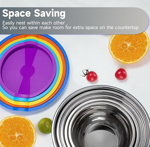 Strelitsia Mixing Bowls Set of 25,Stainless steel Nesting Bowls with Airtight Lids,Large Prep Bowl & Cooking Gadgets Set,Black - Image 7