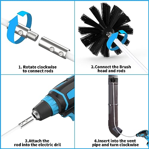 Sealegend 30 Feet Dryer Vent Cleaner Kit All-Round Dryer Vent Cleaning Kit Lint Remover Contains Flexible Rods and a Synthetic Brush Head - Image 6