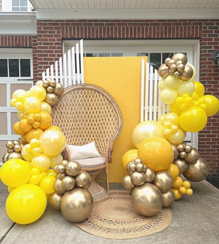 100pcs Yellow Balloons 12inch, Yellow Latex Balloons for Birthday Baby Shower Wedding Sunflower Bee Party Decorations (with Yellow Ribbon) - Image 6