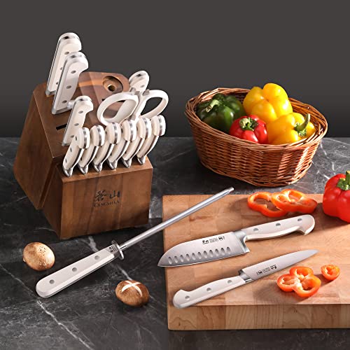 Cangshan Adams Series 1027273 German Steel Forged 15-Piece Knife Block Set, White - Image 7