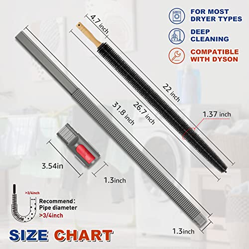 Sealegend 2 Pieces Dryer Vent Cleaner Kit Compatible with Dyson V7 V8 V10 V11 V15 or Higher Models and Dryer Lint Brush Vacuum Hose Attachment Brush Lint Remover Flexible and Long Brush - Image 7