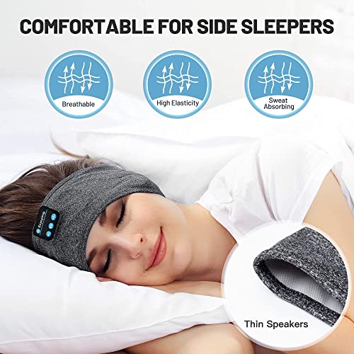 Perytong Sleep Headphones Wireless • Bluetooth Sports Headband Headphones • with Ultra-Thin HD Stereo Speakers • Perfect for Sleeping,Workout,Jogging,Yoga,Insomnia, Air Travel, Meditation • Grey - Image 3