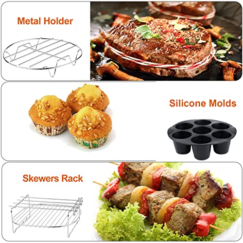Air Fryer Accessories for Ninja Gourmia COSORI Chefman Power XL 3.6 4.0 5.8QT Air Fryer, 12 PCS Air Fryer Accessory with Oven Cake Pan Pizza Pan Air Fryer Liner Cupcake Pan - Image 4