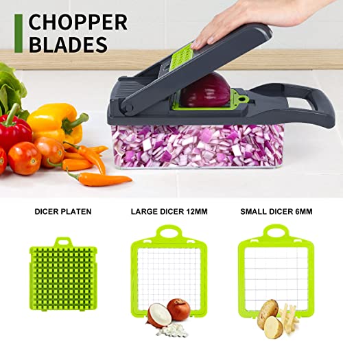 Vegetable Chopper, Onion Chopper, Mandolin Slicer,Pro 10 in 1professional food Choppermultifunctional Vegetable Chopper and Slicer, Dicing Machine, AdjustableVegetable Cutter With Container(grey) - Image 4