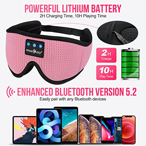 MUSICOZY Sleep Headphones Bluetooth 5.2 Headband Breathable 3D Sleeping Headphones, Wireless Music Eye Mask Earbuds for Side Sleepers Mom Women Cool Tech Gadgets Unique - Image 5