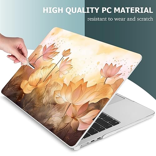 SUROCASE Compatible with MacBook Air 15 inch Case M2 Chip 2023 Release Model:A2941, Hard Shell Case with Screen Protector + Keyboard Cover and Dust Plug, Golden Lotus - Image 4