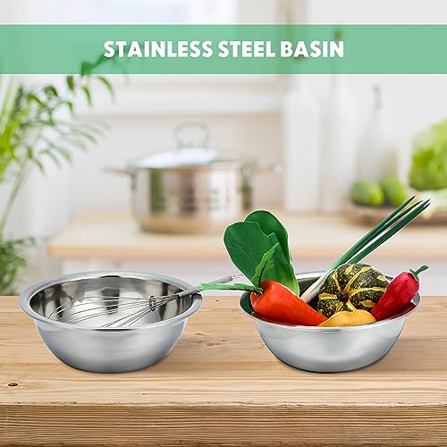 Pinkunn Set of 12 Stainless Steel Mixing Bowls Bulk Nesting Metal Salad Bowls Food Mixing Bowls Baking Prep Reusable Large Bowl for Kitchen Restaurant Home Cooking, Silver (10.2 x 3.26 Inch) - Image 5